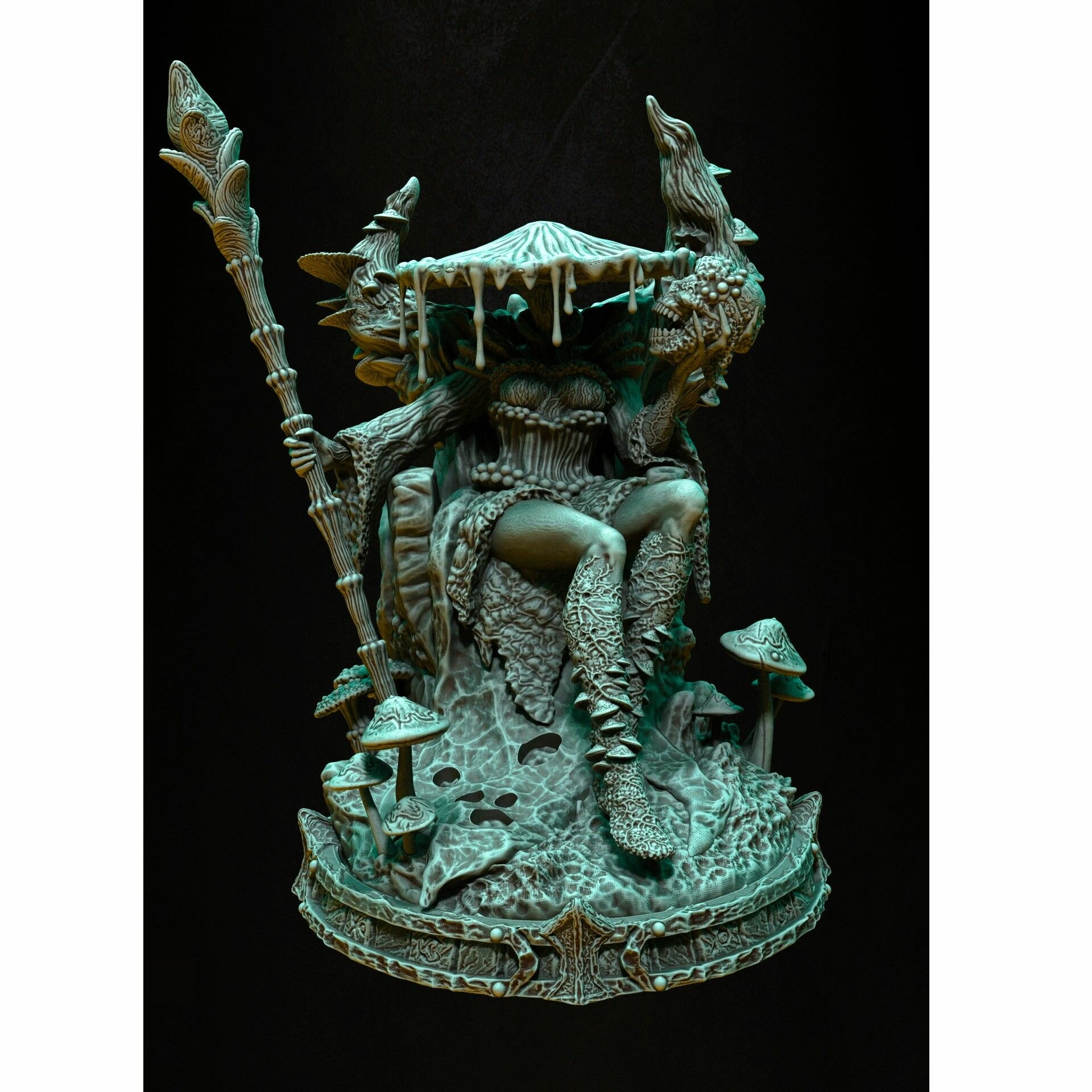 Fantasy большая фигурка Fungal Queen (Грибная королева) 3д миниатюра для раскрашивания (высота 110 мм) база 75мм