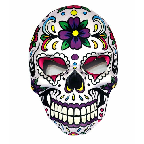 Карнавальная маска Санта Муэрте из ПВХ (цветок) / Маска День мертвых (Dia de los Muertos) / Маска для вечеринки Santa Muerte (CF)