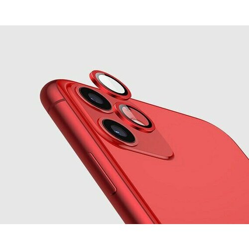 Защитная накладка на камеру iPhone 11/12 mini красная (комплект 2шт)