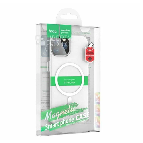 Чехол для iPhone 15 Pro Max 6.7, Hoco Premium Magnetic Series Airbag anti-fall, Прозрачный