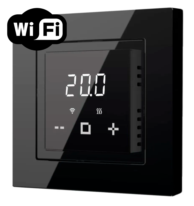 фото Терморегулятор ThermoLife ET44 с Wi-Fi - черный в рамки AtlasDesign