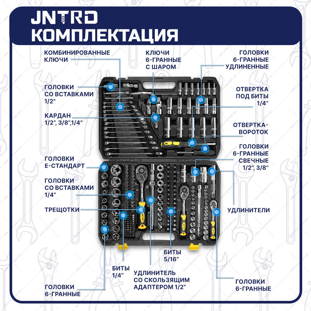 Набор инструментов JNRTD, 216 инструментов в кейсе, для ремонта и точных работ (J-10216) — фото 1
