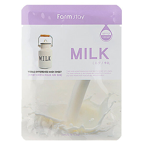 FarmStay Маска тканевая с молочными протеинами - Visible difference milk mask pack, 23мл, 3 штуки