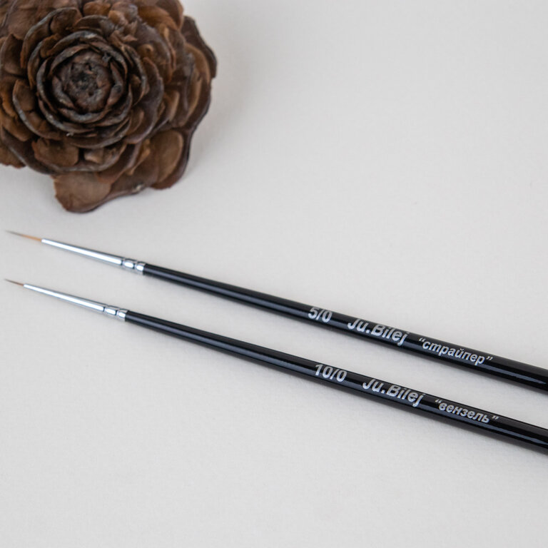 Кисть Ю. Билей (Ju. Bilej) "вензель"№ 10/0 из синтетики для тонких линий, прорисовок, для маникюра, Roubloff