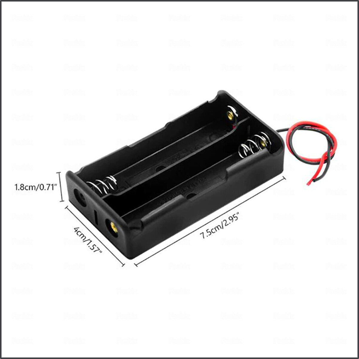 Батарейный отсек 2х для аккумуляторов Li-ion типоразмера 18650 с проводами к Arduino / Слот батарейки 2-й для ардуино — фото 1