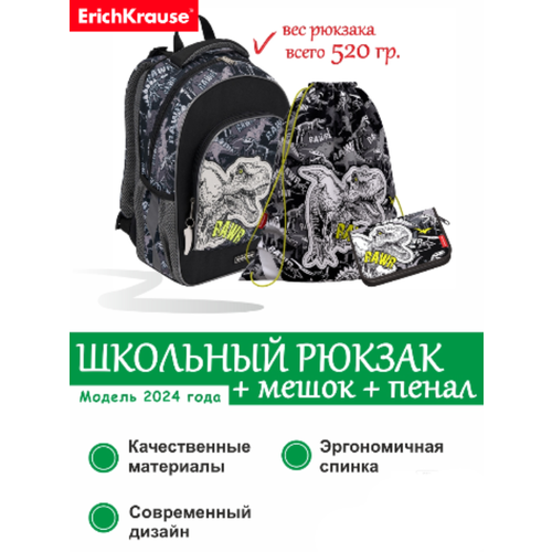Школьный рюкзак ErichKrause® ErgoLine® 15L Dinosaur Park с наполнением 51606/1