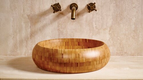Бамбуковая раковина для ванной Sheerdecor Ronda 003600011 из коричневого бамбука