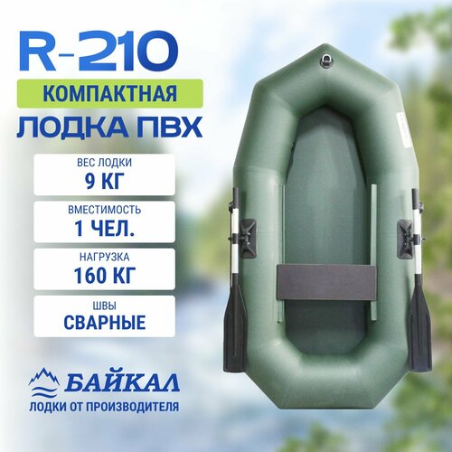 Лодка надувная для рыбалки ПВХ Байкал 210 гребная одноместная