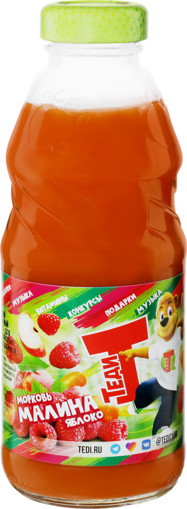 Напиток сокосодержащий теди Морковь, малина, яблоко обогащенный витамином C, 0.3л