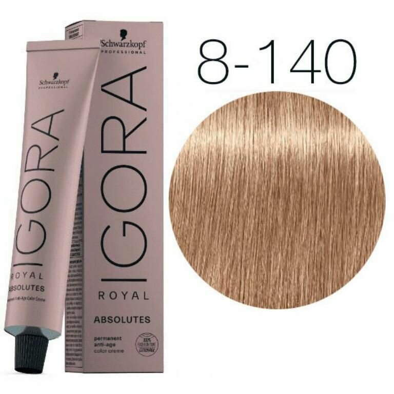 Schwarzkopf IGORA ROYAL Absolute 8-140 Светлый русый сандрэ бежевый натуральный Стойкая крем-краска для седых волос 60 мл