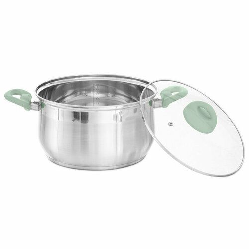 Кастрюля attribute natura 6л 24см нерж сталь стеклянная крышка индукция 9213₽