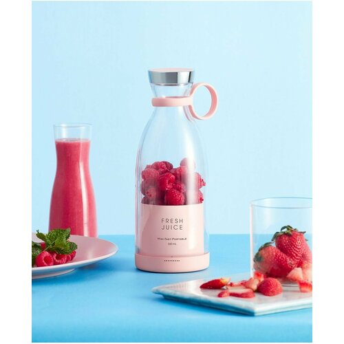 фото Блендер портативный оригинал fresh juice с беспроводной зарядкой usb (розовый)