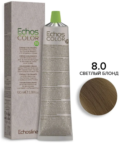 ECHOS LINE, ECHOS COLOR, Крем-краска №8.0 NEW, светло-русый, 100 мл