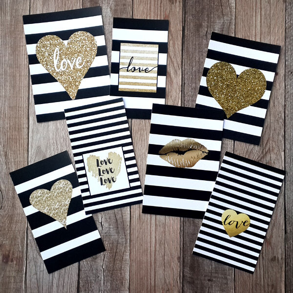 Карточки Heart чёрно-белое, односторонние, матовые, размер 50х95 мм, 7 шт.