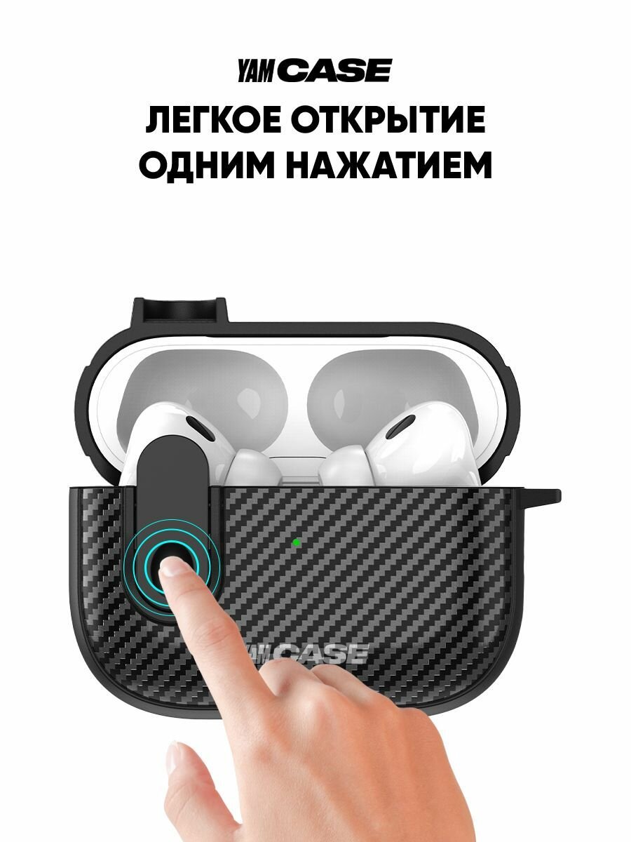 Чехол для наушников AirPods Pro, Pro 2 пластиковый c карабином — фото 1