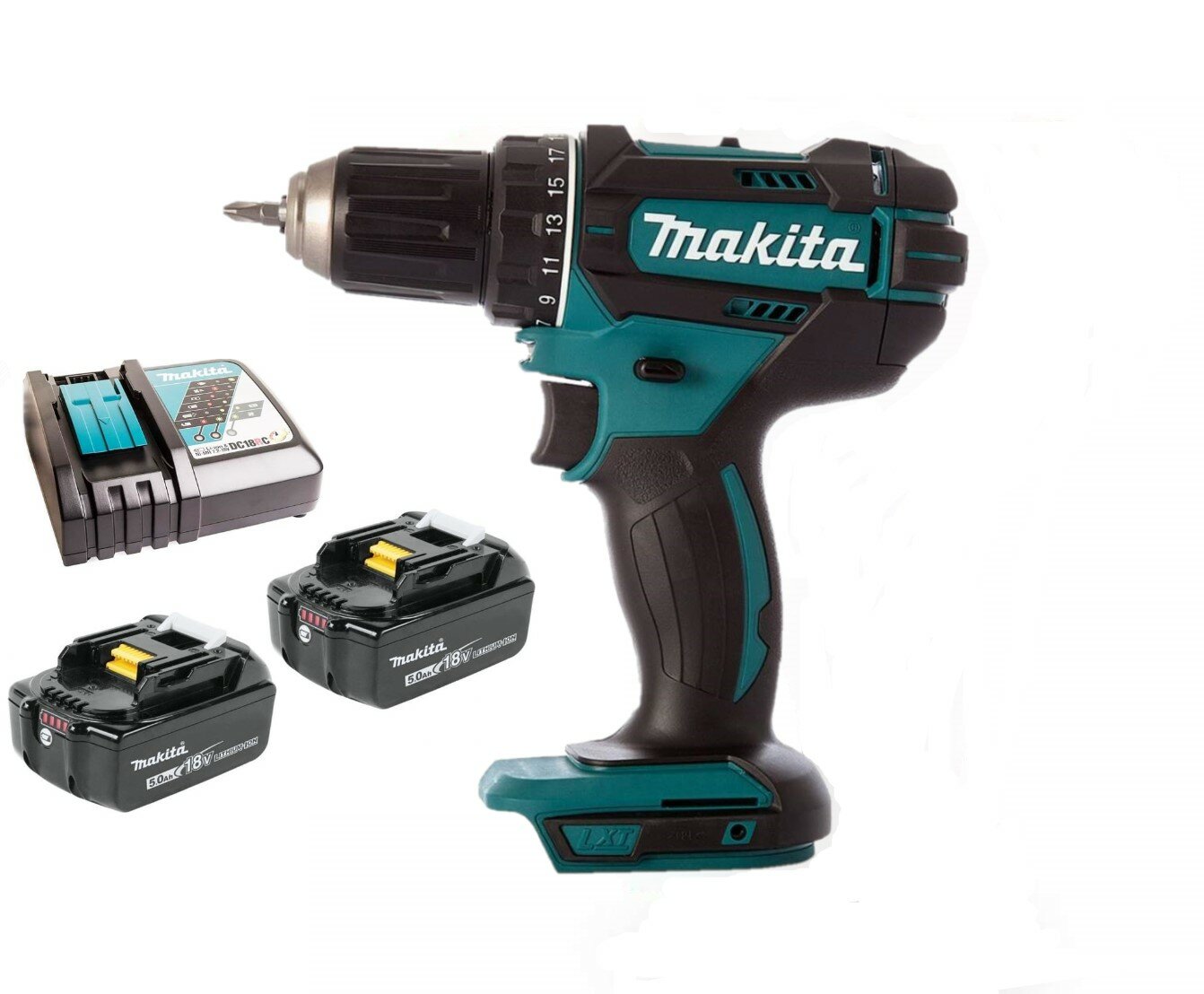 Аккумуляторная дрель-шуруповерт Makita DDF482RT2 (18V, 2 x 5.0Ah, LXT)