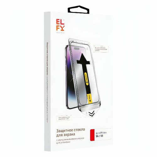 Защитное стекло ELFY с аппликатором Anti-Dust для iPhone 16/ 15