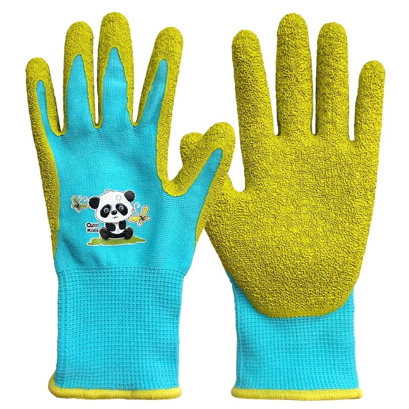 Детские защитные перчатки QEAR SAFETY, яблочно-зелёные, латекс, 2pairs Blue, М
