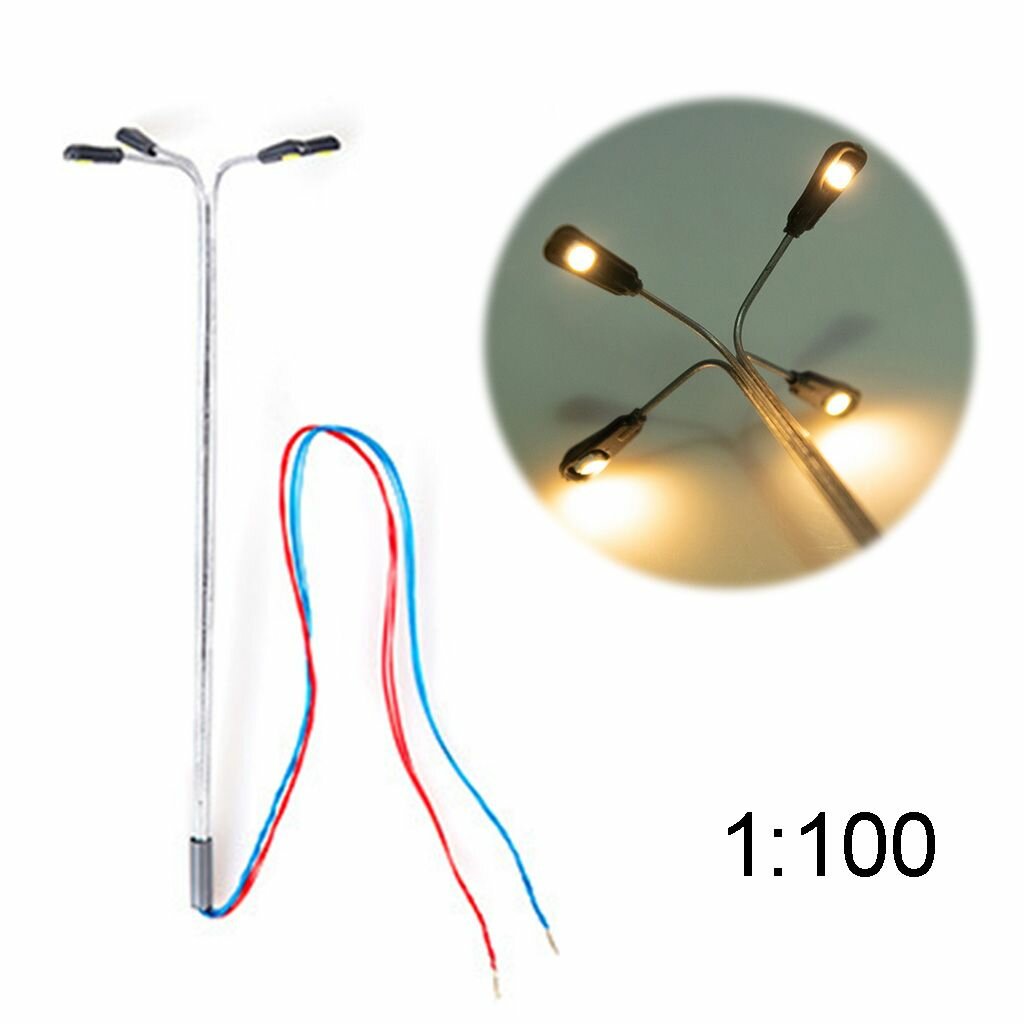 Аксессуар для кукол, DIY материалы LED уличный фонарь на 4 головы - теплый белый - 1:100