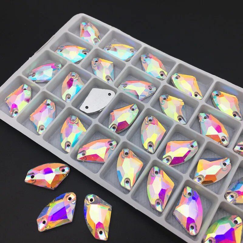 Стразы стеклянные AB Galaxy 3256 размером 5 х10 9 х14 12 х19 16 х27 мм с плоским основанием для свадебного платья шитье хрустальных камней