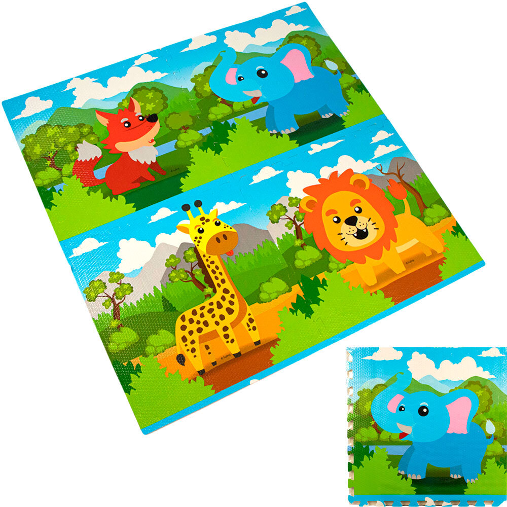 Коврик игровой Китайская игрушка1 60х60х1 см 4 элемента, дикие животные (141V-657)
