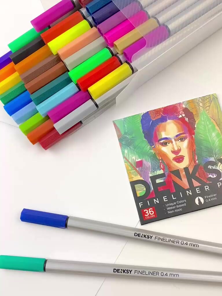 Набор линеров DENKSY, капиллярные, 36 ярких цветов, толщина линии 1мм — фото 1