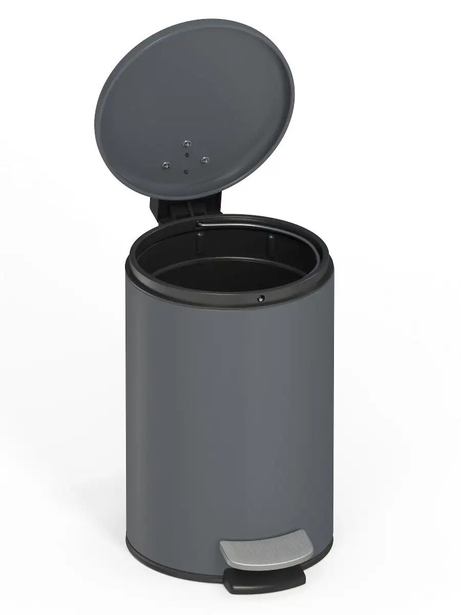Мусорное ведро для туалета с педалью 3 л, серое, нержавеющая сталь — фото 1