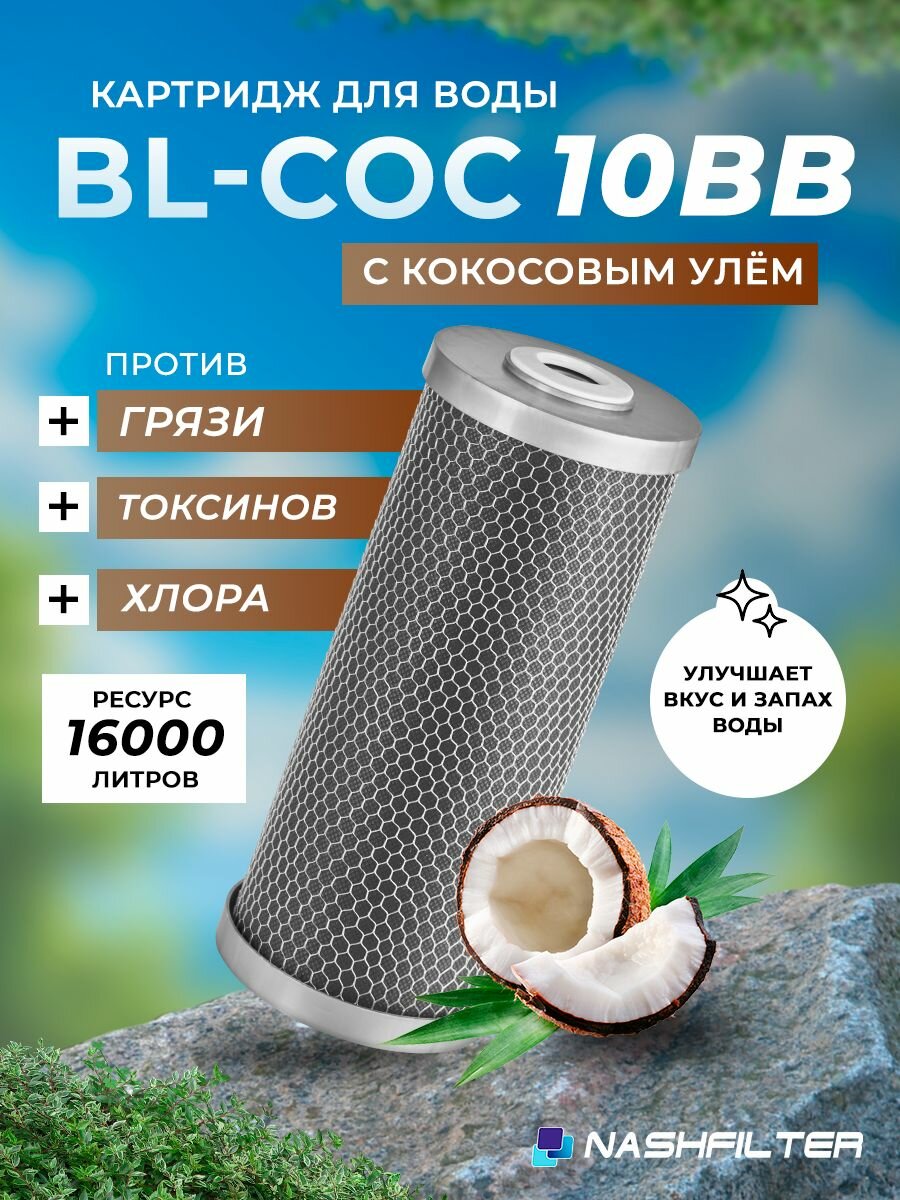 Картридж для фильтра воды с прессованным кокосовым углём BL-COC 10 BB