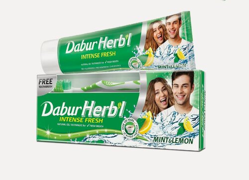 Изображение товара Dabur Herb'l MINT & LEMON зубная паста /Дабур Хербл Мята и Лемон для свежести дыхания (зубная щетка в подарок), 150 гр