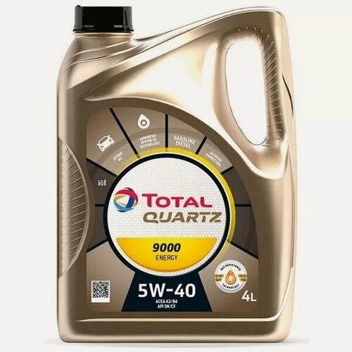 Изображение товара Масло моторное Total QUARTZ 9000 5W-40 синтетическое 4 л, артикул 10220501