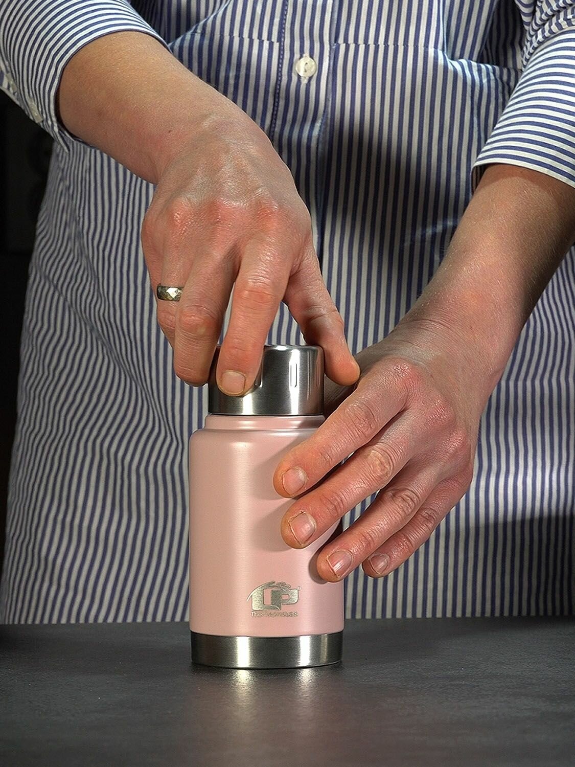 Термос маленький 0,2 л для кофе с собой, термобутылка для воды LP XS матовый пыльный розовый — фото 1