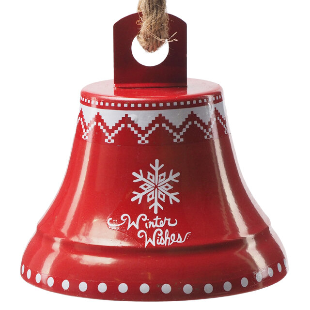 Елочная игрушка Колокольчик - Winter Wishes 14 см красный, подвеска