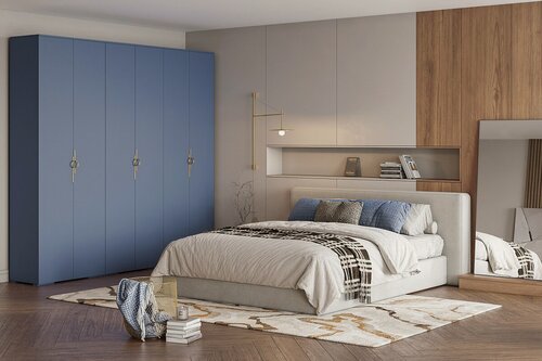 Изображение товара Шкаф распашной МебельЛэнд24 Белиз - 6 Альби Полуночно-синий 250x50x240 для одежды шестидверный