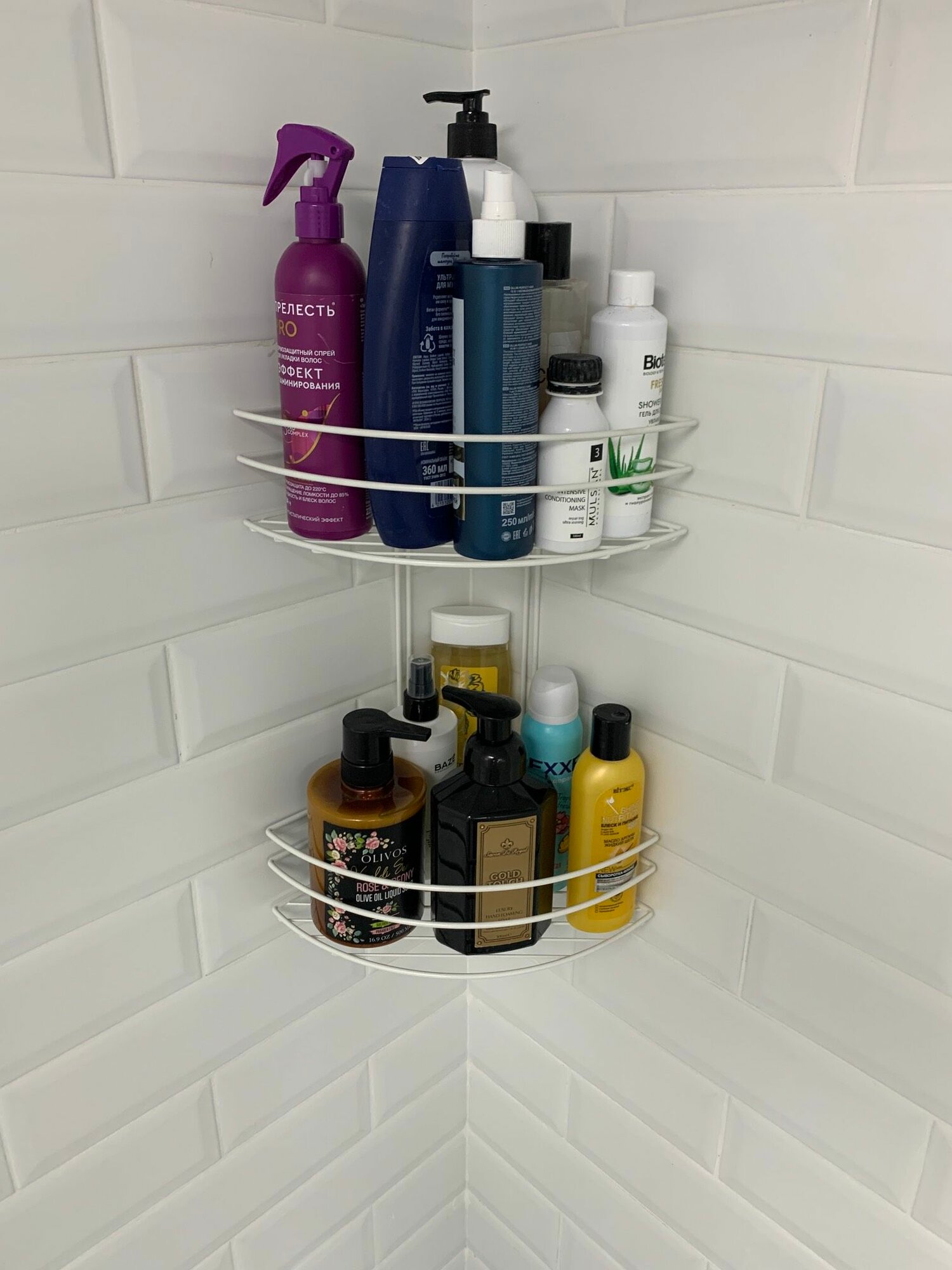 Полка в ванную комнату 2-х ярусная 40х20х20см белый цвет