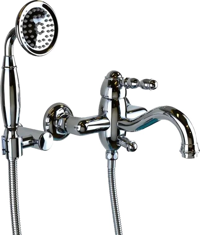 Смеситель для ванны с душем Bronze de Luxe Tiffany 1904CR с душевым гарнитуром настенный однорычажный хром глянцевый латунный с керамическим картриджем