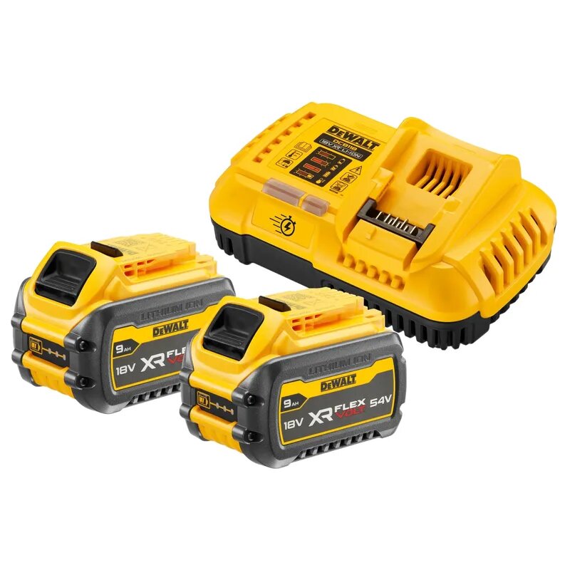 Набор DeWALT DCB118X2-QW: аккумулятор "FLEXVOLT" 18/54В 9/3 А*ч DCB547 и быстрое зарядное устройство 18/54В 8А DCB118