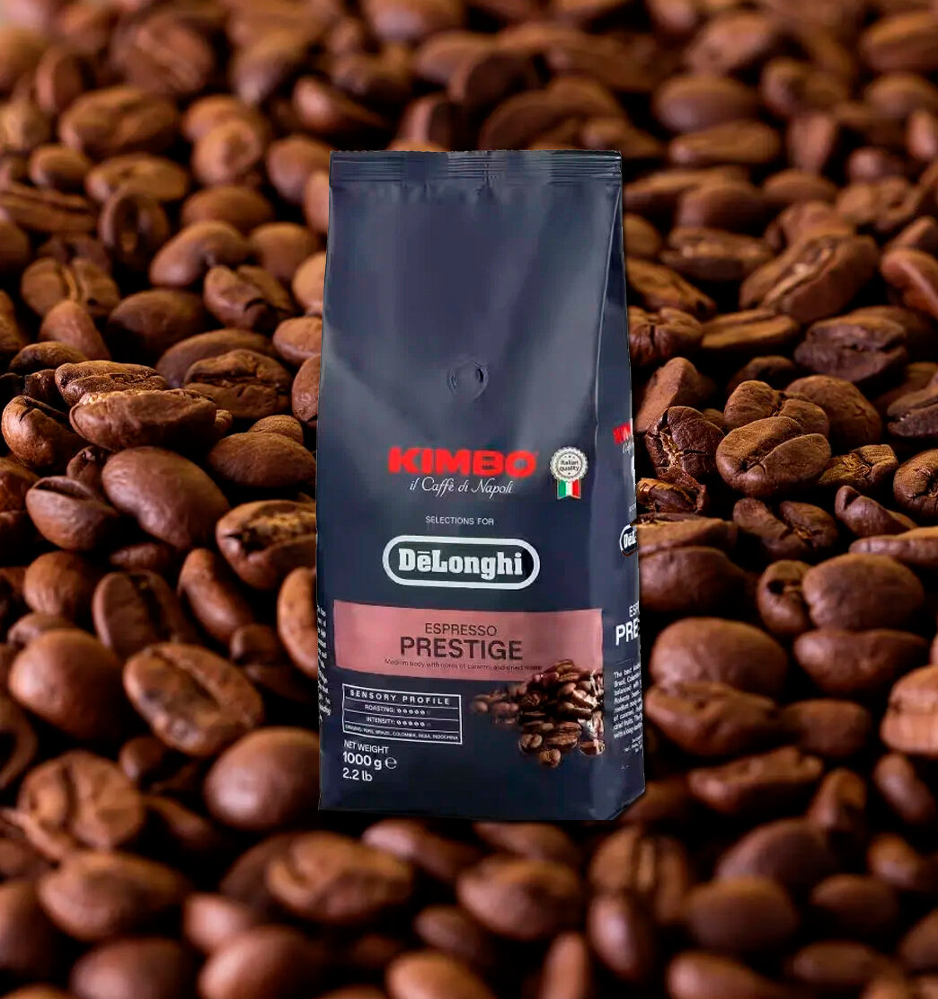 Кофе в зернах Delonghi Kimbo Prestige 65% Arabica 35% Robusta, 1кг (DLSC615 )