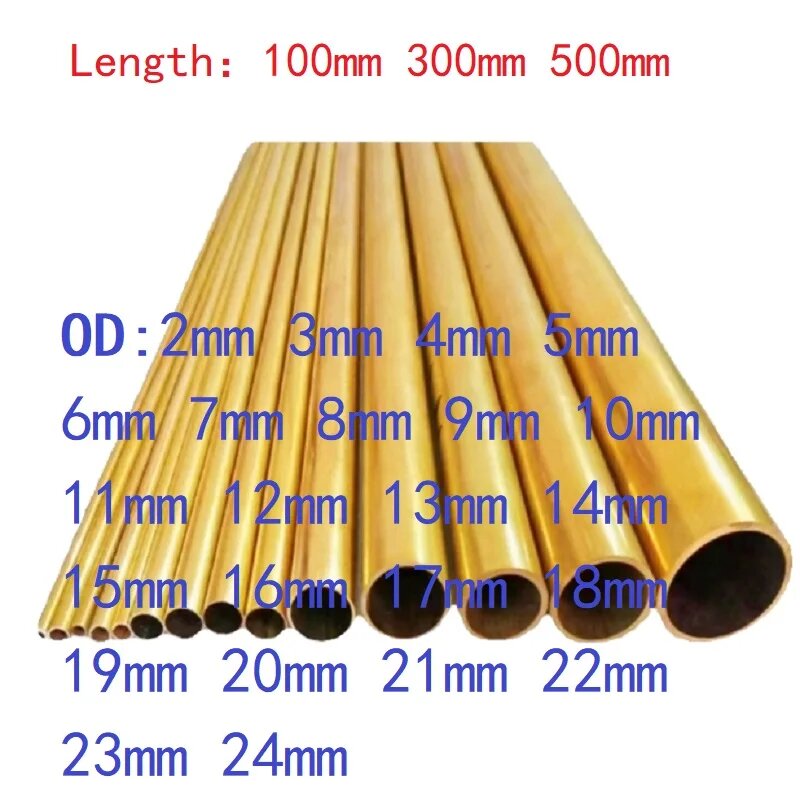 Латунная трубка прямая Ø 2-25 мм Length 100mm 1pc 2x0.2mm