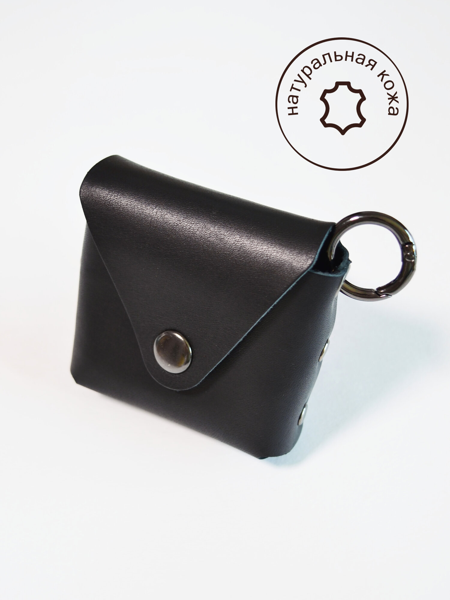 Чехол для наушников tws универсальный натуральная кожа черный