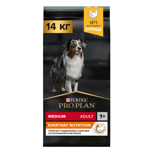 Сухой корм PRO PLAN® для взрослых собак средних пород, с высоким содержанием курицы 14 кг