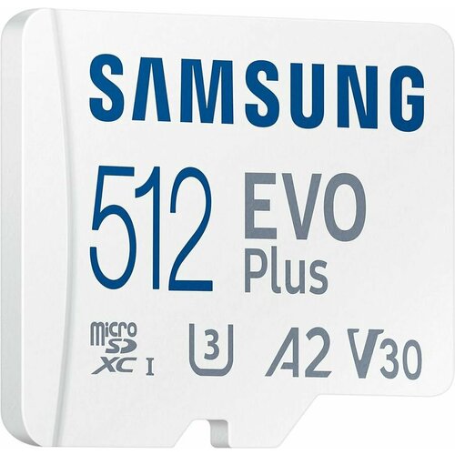 Карта памяти microSDXC UHS-I U3 Samsung EVO PLUS 512 ГБ, 130 МБ/с, Class 10, MB-MC512KA, 1 шт, переходник SD карта памяти microsdxc samsung 128gb class10 uhs i u3 sd adapter mb mc128ka