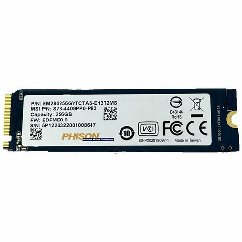 Накопитель SSD MSI 256 ГБ PHISON M2 2280 S78-4409PP0-P83 NVMe 3D NAND 3699₽