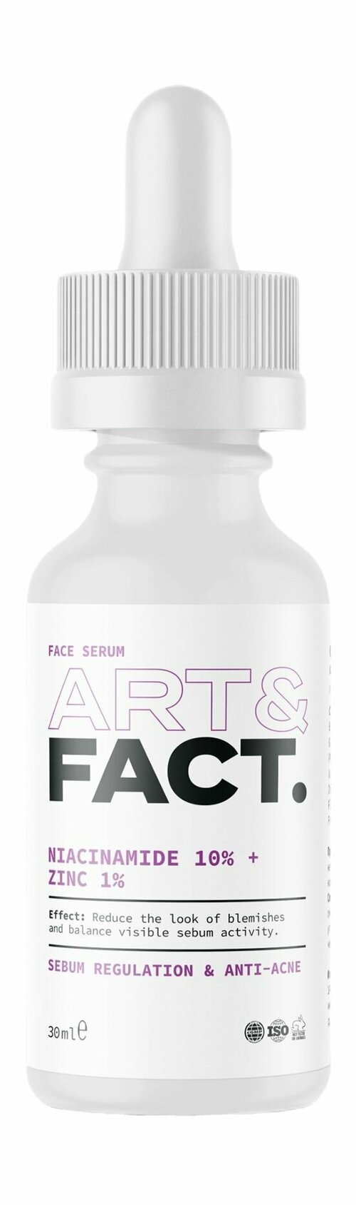 Сыворотка для лица с цинком 1% и ниацинамидом 10% / Art&Fact. Sebum Regulation and Anti-Acne Face Serum