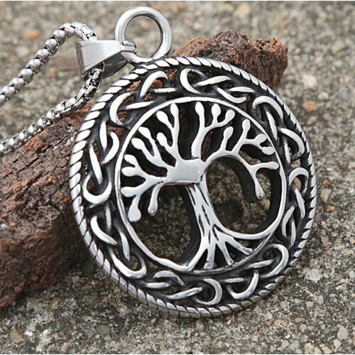 фото Славянский оберег, колье подвеска кулон амулет жетон оберег, длина 60 см, белый, серый reniva