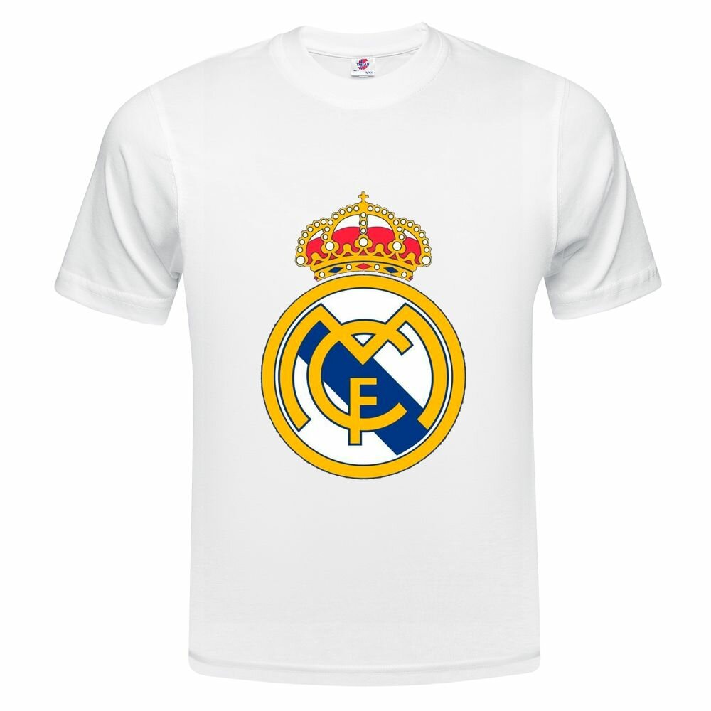 Футболка  Детская футболка ONEQ 122 (7-8) размер с принтом Реал Мадрид, белая