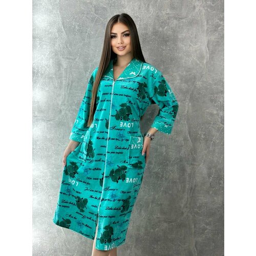 фото Халат , размер 4xl, голубой mira textile
