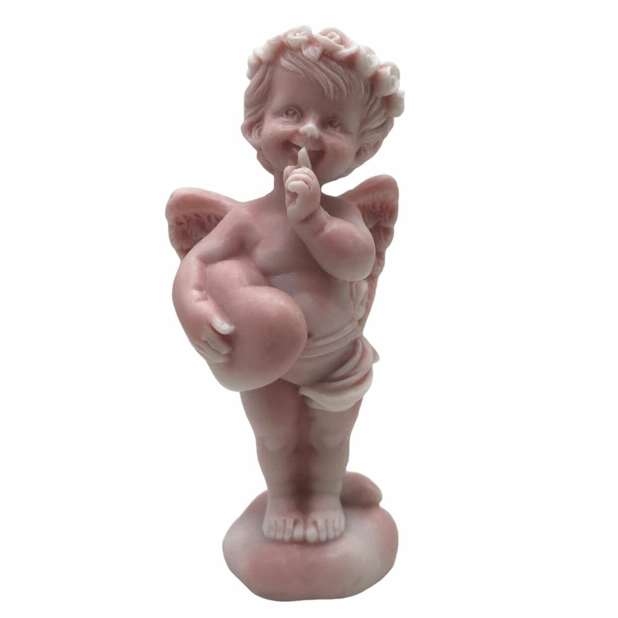 фото Статуэтка Ангел 8,5 см с сердцем розовый мраморная крошка фигурка ангела