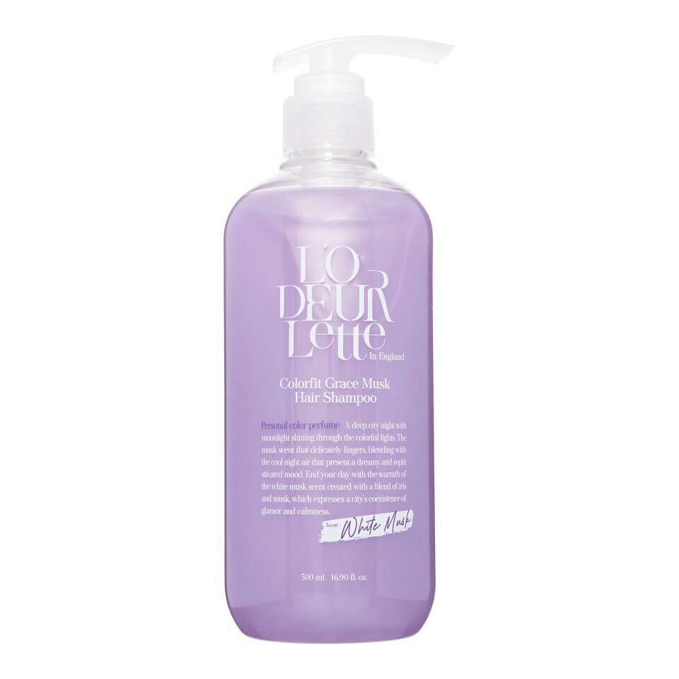 L'ODEURLETTE IN ENGLAND COLOR FIT GRACE MUSK HAIR SHAMPOO Парфюмированный шампунь для волос c ароматом белого мускуса 500мл