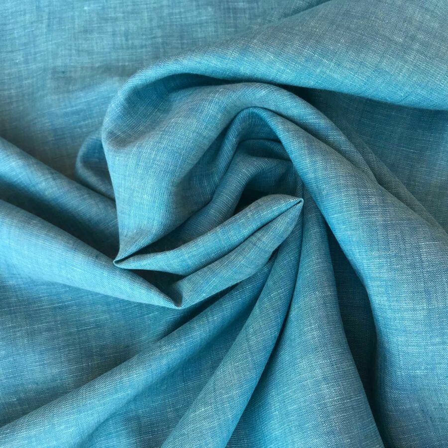 Ткань лен 100% сорочечная отрез 0,5м х 150см Голубой меланж