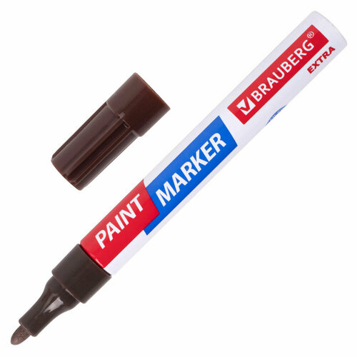 Маркер-краска лаковый EXTRA (paint marker) 4 мм, коричневый, усиленная нитро-основа, BRAUBERG, 151987 упаковка 12 шт.